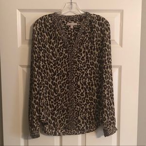 Animal print button down blouse